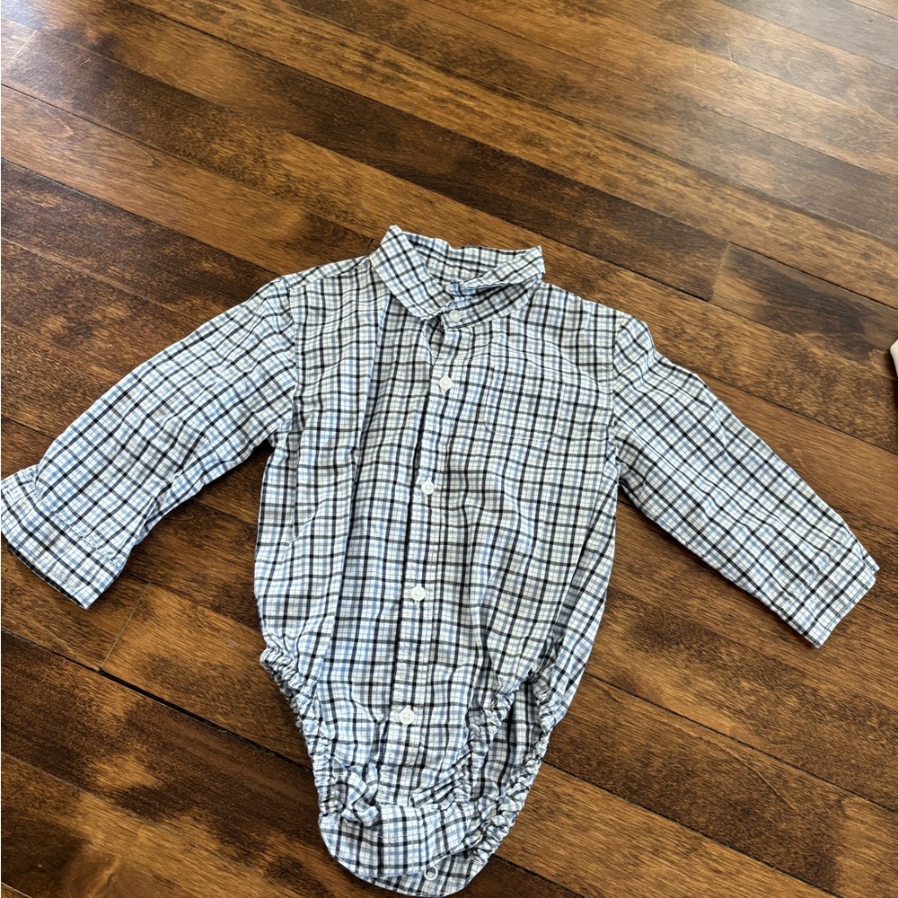 Janie and Jack Blue and White Plaid Button Down Shirt